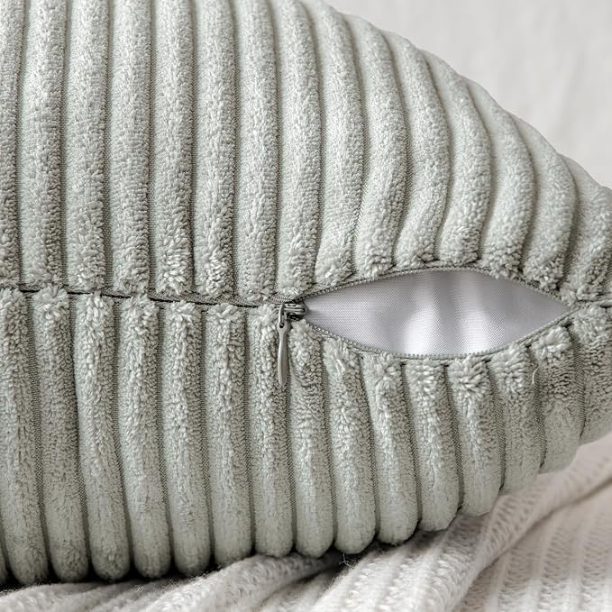 MIULEE Silver Grey Decorative Throw Pillow Covers for Couch 20x20 Inch | 2 Pack, Boho Farmhouse Pillow Covers, Soft Cross Corduroy Patchwork Textured Cushion Cases For Bed Sofa