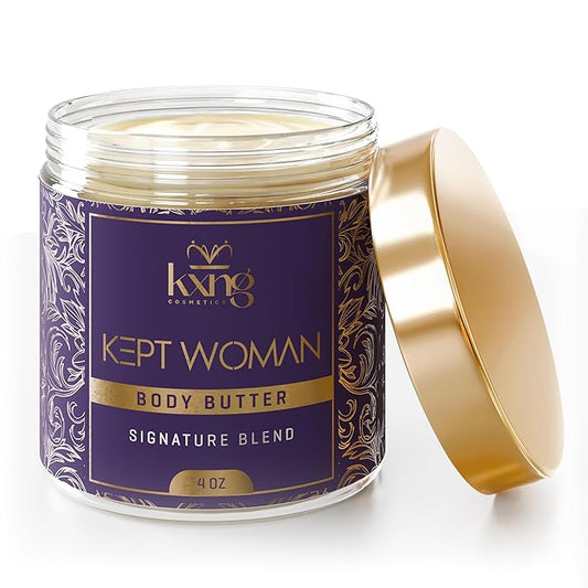 KXNG Cosmetics, Body Butter, Organic Skin Care for Men and Women, Body Moisturizer Lotions and Creams, Raw Shea Butter, Cocoa Butter, Mango, Coconut Oil, Hand, Foot, All Skin Types (Kept Woman)