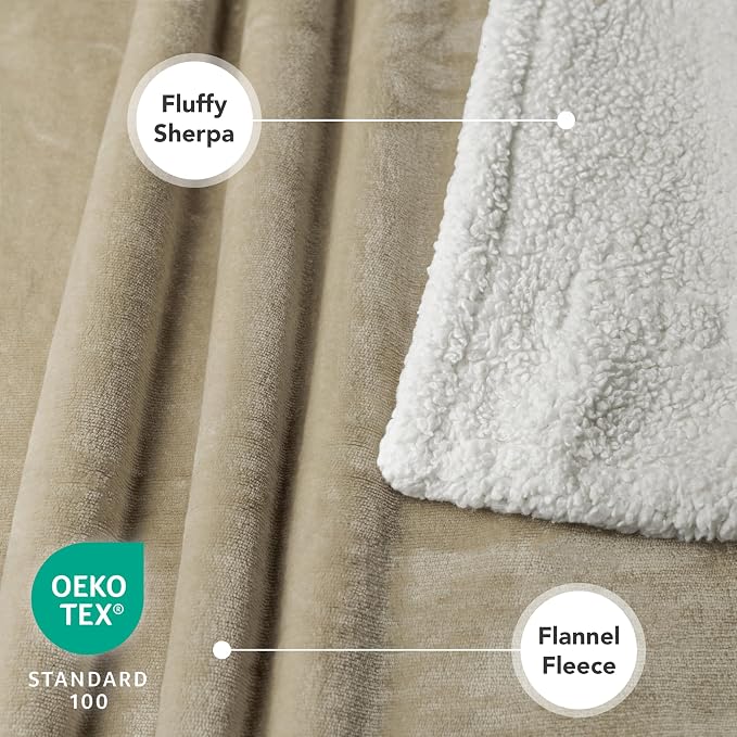 PetAmi Waterproof Dog Blanket for Large Dog Cat Pet, 60x80, Taupe | 460 GSM Sherpa Fleece Reversible, Pee Proof, Furniture Protector Cover for Couch Sofa Bed Kennel, Washable, Extra Large