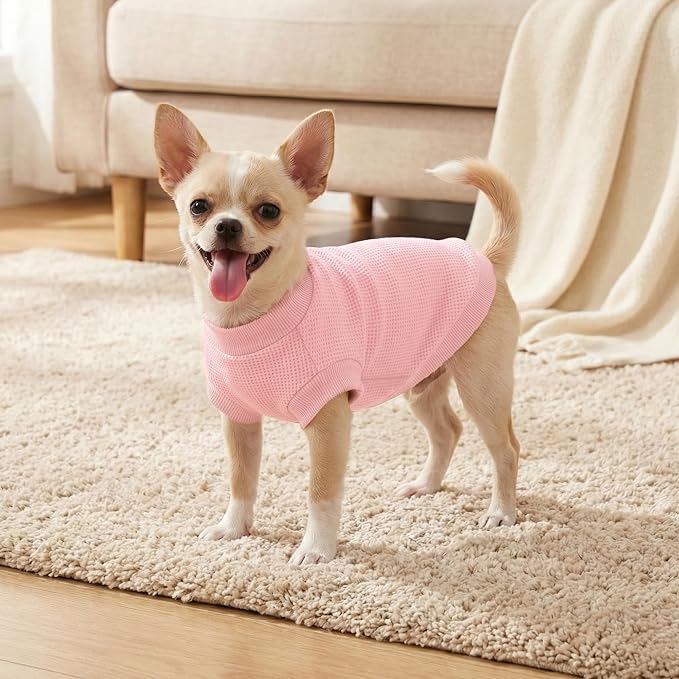3 Pack Dog Shirt for Small Supplies Functional Waffle Dog Clothes Warm Soft Sweatshirt Outfit for Dogs Cats Pet Apparel