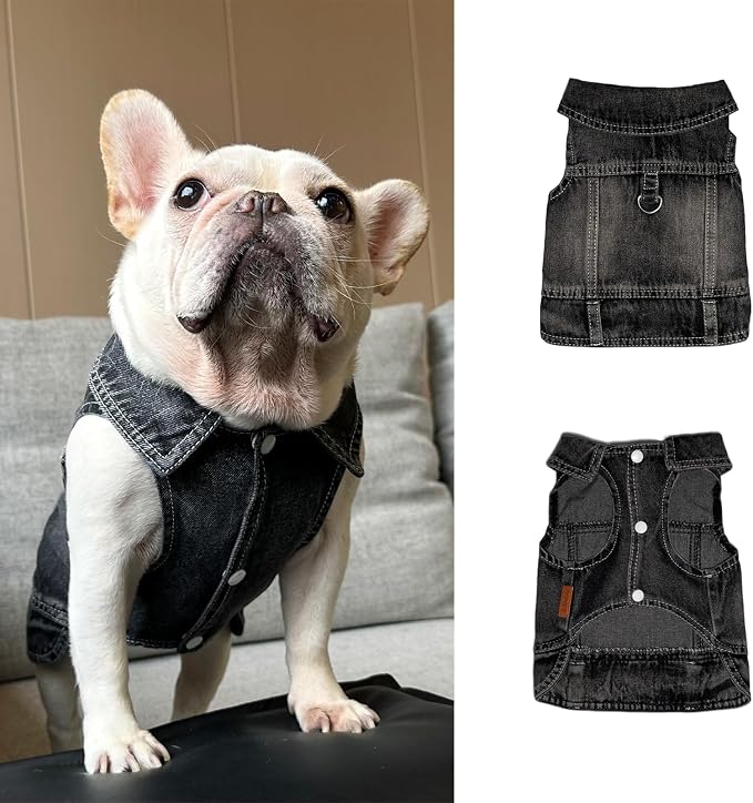 Small Dog Jean Jacket,Pet Costumes Black Denim Coat,Puppy Clothes(XXL) | JcDuDoi Fashion Classic Overalls Cat Vintage Washable Vest Outfit Shirts Girl Male Boy