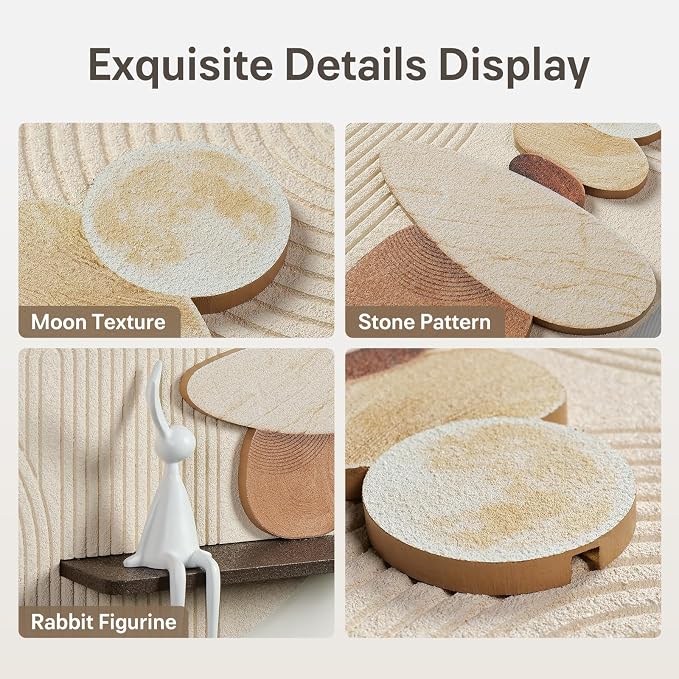3D Textured Neutral Abstract Wall Art Decor with Shelf, Boho Beige and Brown Artwork for Walls, Modern Minimalist Wall Decor for Living Room, Hallway, Dining Room, Kitchen, Bedroom, Office 24x24 Inch
