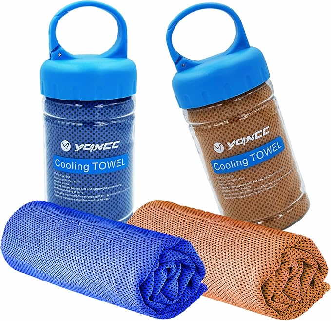 YQXCC 2 Pack Cooling Towels (47"x12"), Ice Cool Neck Towel, Soft Breathable Microfiber for Yoga, Golf, Gym, Running, Camping & Hot Weather