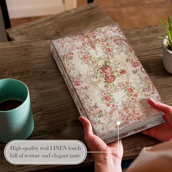 Book Box Decorative Storage Box Faux Wood M Size Box | Book Box with Magnetic Cover Storage for Hidden Jewelry,Photos, Greeting Cards,Remotes