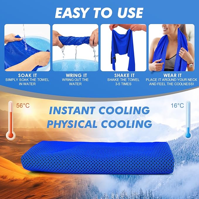 CSITE 3 Pack Cooling Towels (47"x12") for Neck and Face, Ice Towel for Hot Weather, Soft Breathable Chilly Gym Towels, Microfiber Towel for Work Out, Yoga, Running, Camping & More Activities