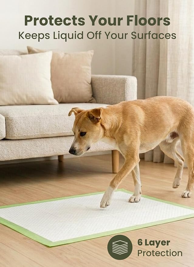 Pogi’s Puppy Pads with Sticky Tabs – Medium, Super Absorbent, Odor Blocking, 40-Count (18x24in)