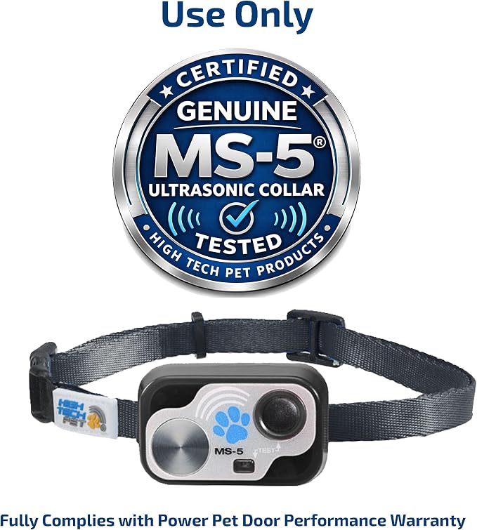 Genuine MS-5® Designer Cat Collar for Automatic Doors Collar. Tested & Certified by High Tech Pet. Proven Reliable. Complies with Power Pet Door Performance Warranty, Waterproof (Black, CAT)