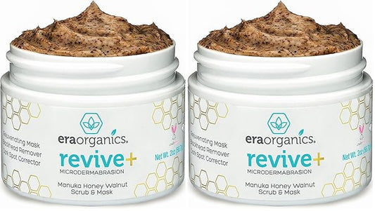 Manuka Honey Exfoliating Face Scrub – Gentle Microdermabrasion Face Exfoliator to Help Smooth, Soften & Balance with Moisturizing Organic Superfoods 2oz (Pack of 2)