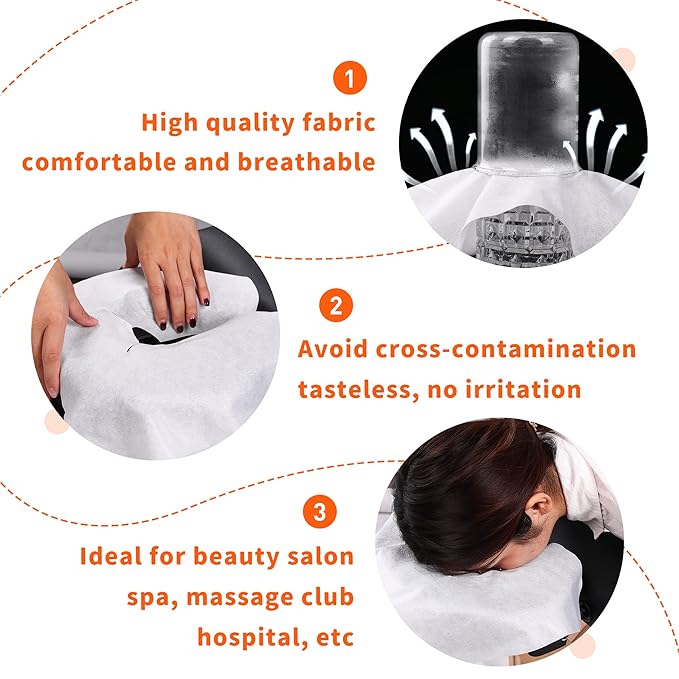 300 Count Disposable Face Cradle Covers, Massage Face Covers Medical-Grade Ultra Soft Large Headrest Covers for Massage Tables & Massage Chairs