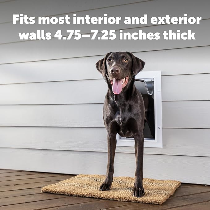 PetSafe Wall Entry Pet Door, Telescoping, Dogs up to 40 lb, Medium | Insulates Better Than Metal, Interior & Exterior Install, Weatherproof Double-Flap, DIY Telescoping Tunnel 4.75-7.25 in Walls