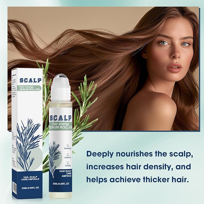Hair Growth Serum Roll On, Suitable for All Hair Types Prevents Hair Loss Nourishes Hair Follicles Achieve Thicker Hair for Men & Women