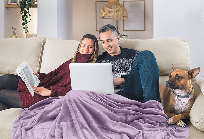 Utopia Bedding Ultra Soft Fleece Bed Blanket Queen Size Lilac (90x90 Inch) | Microfiber Plush Warm Lightweight Breathable Cozy Blanket Anti-Static, All Season Use, Gift for Women and Men