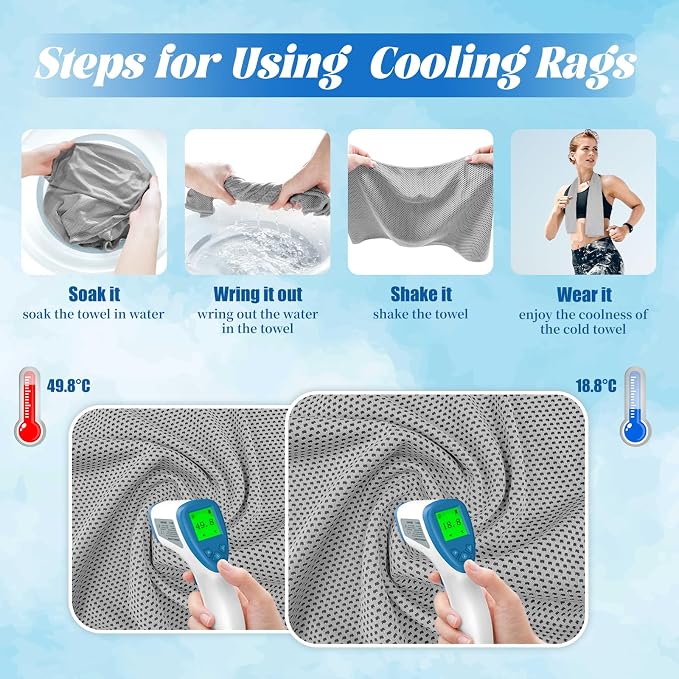 PAWPRO 4 Packs Cooling Towels for Neck and Face(40"x12"), Soft Breathable Cooling Towel with Waterproof Bag & Carabiner,Microfiber Cooling Towels for Yoga, Sport,Gym,Camping (Multicolor-1)