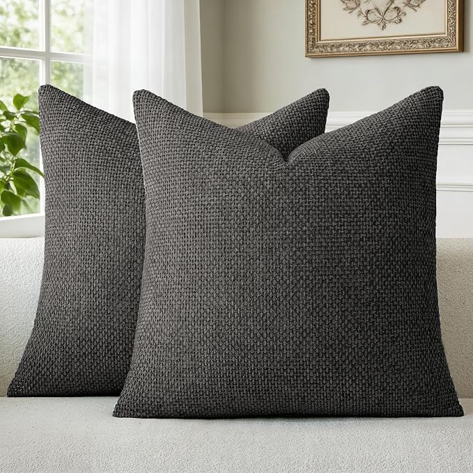 a moment Black Chenille Throw Pillow Covers 16x16 Inch Pack of 2 Modern Decorative Throw Pillow Covers Farmhouse Cross Covers Home Decor for Sofa Bedroom Living Room