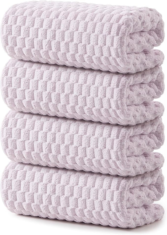 REDKISS 4 Pack Purple Microfiber Bath Towels - Large Shower Towels Set for Bathroom, Super Absorbent Towel Set of 4 Lagre, Quick Dry Bathroom Towel for Spa, Gym,Travel, Lint Free, Ultra Soft