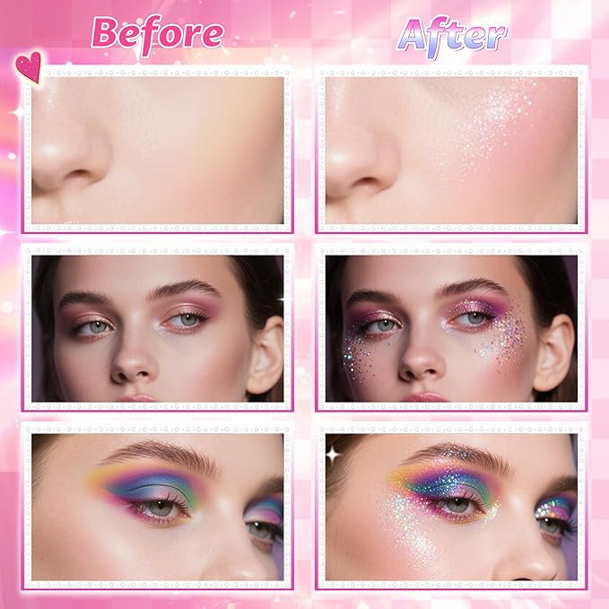 Body Glitter, Roll-on Glitter for Body, Face, Hair and Lip,Shimmer Three-Dimensional Glitter, Halloween Sparkling Body Contouring Highlight Makeup, 20g/0.7 oz (Multicolour Green)