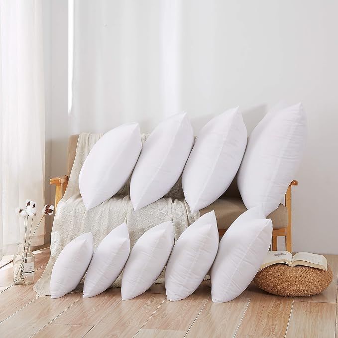 Acanva Throw Pillow Inserts, Euro Sham Form Stuffer with Premium Polyester Micro Fiber, Decorative for Bed, Couch and Sofa, White, 4 Count, (Pack of 1)