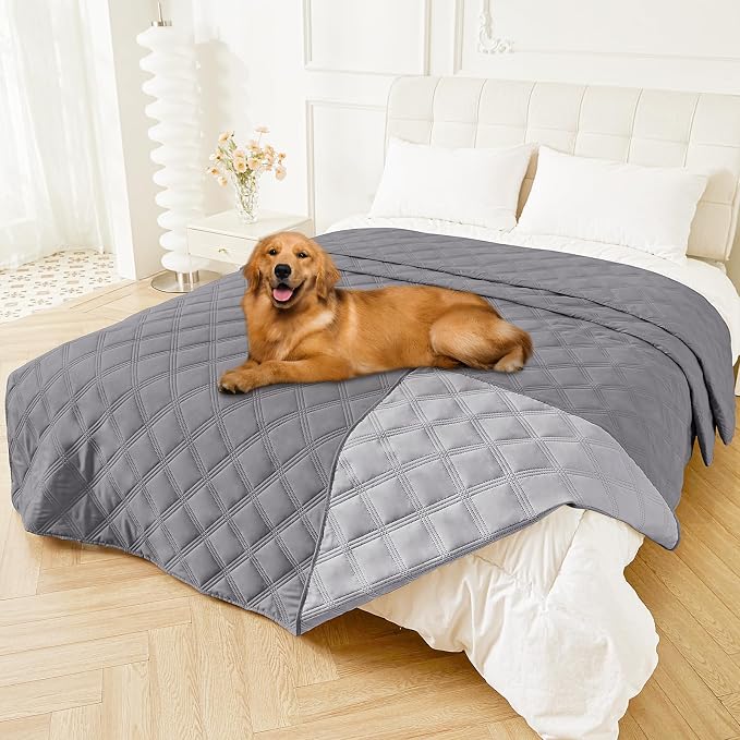 Smiry Waterproof Dog Bed Cover, Reversible Pet Blanket for Sofa Couch | Soft Washable Dog Blanket, Leakproof Couch Cover for Dogs Cats & Furniture Protection, 82x120, Grey/Light Grey