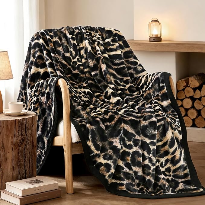PU MEI Fuzzy Flannel Fleece Throw Blanket for Sofa, Couch, Bed, Leopard Print Blanket Animal - Lightweight Double Sided Cozy Super Soft Cheetah Blankets, 60" x 80" inches