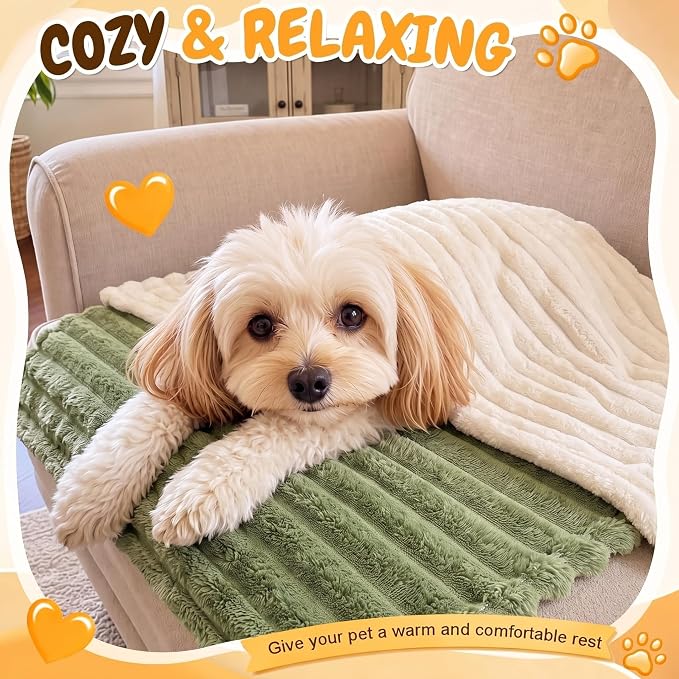Irenare 4 Pack Fleece Pet Blanket for Small Dog Cat, 16 x 23 Inch | Fluffy Faux Rabbit Fur Washable Soft Plush Blanket for Puppy Kitten Furniture Couch Bed Travel Carrier, 4 Colors
