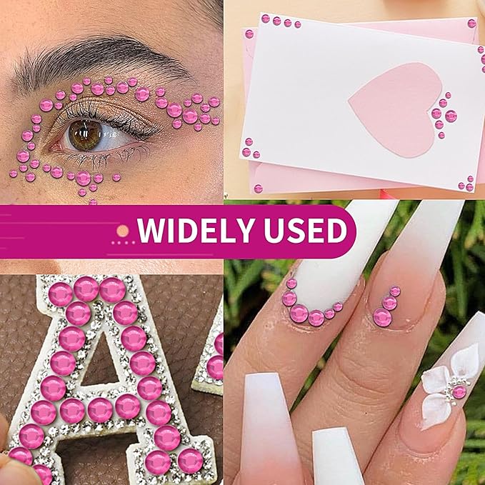 3555pcs Self Adhesive Face Gems for Makeup, Festival Jewels, Hair Gems, Rhinestone Stickers for Face, Eye, Makeup, Nail, Body, Crafts 5sheets (pink-3/4/5/6/8mm)