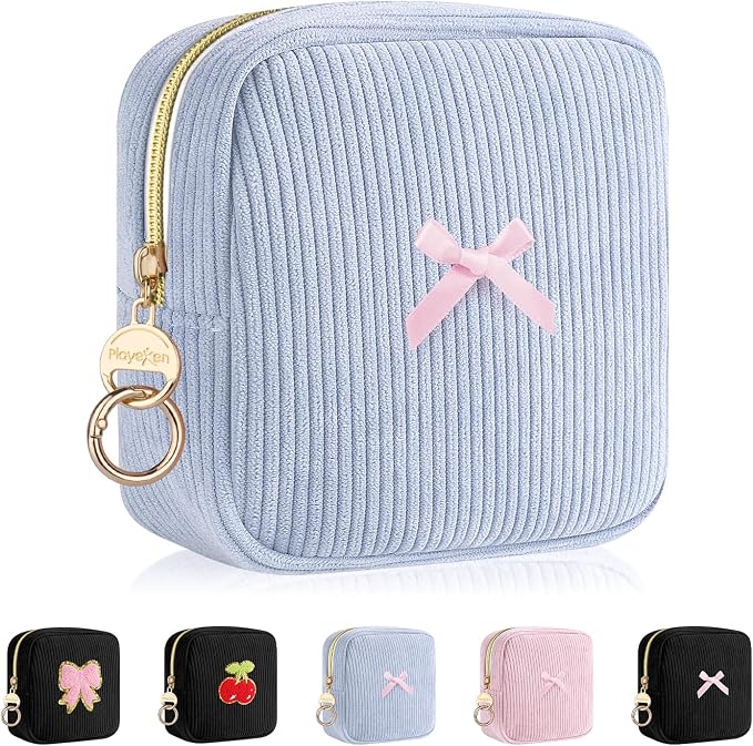 Period Bag for Teen Girls, Corduroy Sanitary Napkin Storage Bag, Menstrual Pad Pouches Tampon Holder for Purse