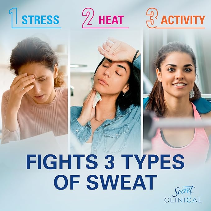 Secret Clinical Strength Antiperspirant Deodorant for Women, Stress Response, 3X Stress, 72hr Sweat & Odor, PH Balancing Minerals, Invisible Solid, 2.6 oz (Pack of 2)