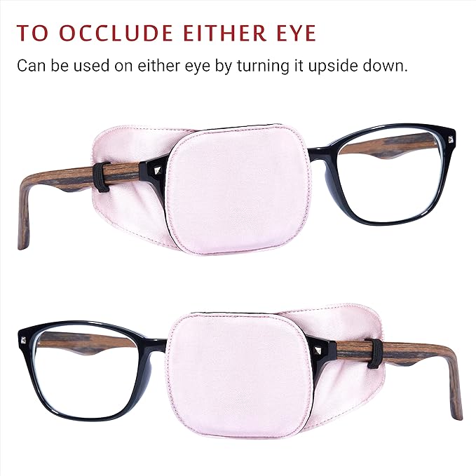 Astropic Silk Eye Patch for Adults Kids Glasses to Cover Either Eye (Medium, English Rose Pink)