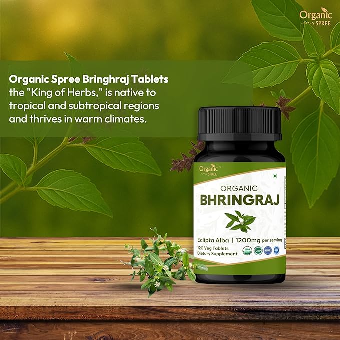 Bhringraj 120 Tablets | Eclipta Alba (Bhringraj) | USDA Organic Certified | Ayurvedic Hair Care* | Organic and Natural 120tab - Pack of 2