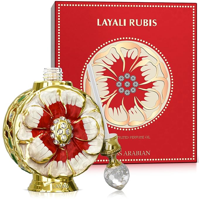 Swiss Arabian Layali Rubis – Arabian Perfume Oil Fragrance with Rose, Pear and Orange Flower – Luxury Products From Dubai – Long Lasting & Addictive Parfum – Arabic Perfume Oil for Women (0.5 oz)