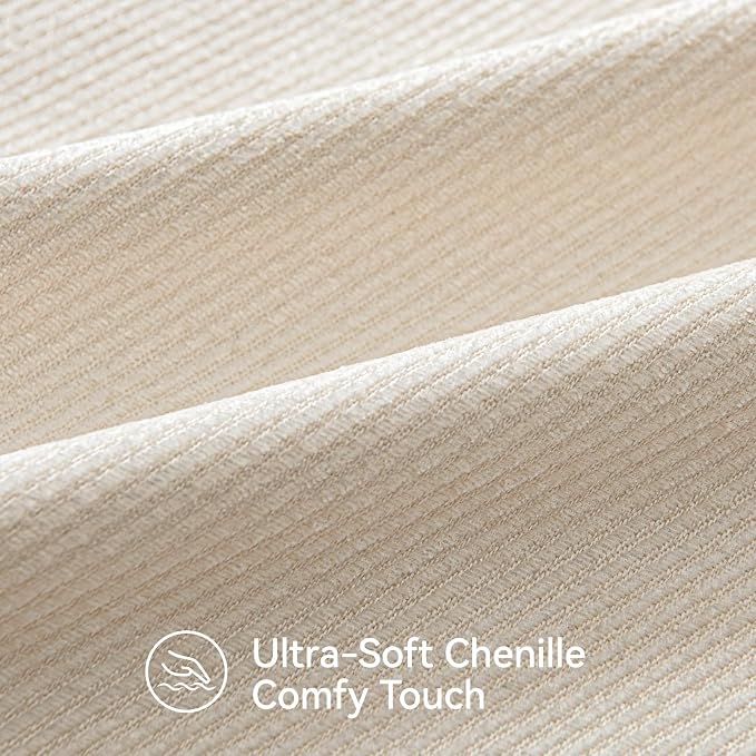 a moment Pack of 2 Decorative Chenille Throw Pillow Covers with Twill Cushion Covers for Sofa Living Room Couch Bed 20x20 Inch Raw White