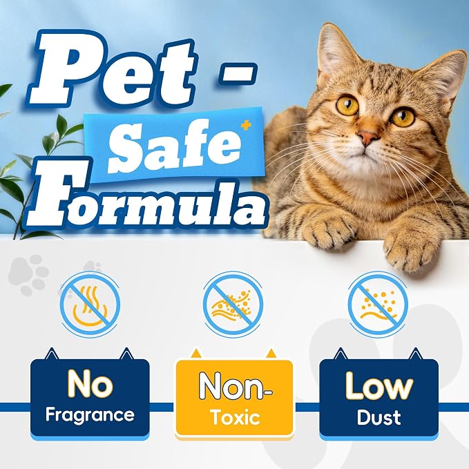 LMJP Crystal Cat Litter for Long-Lasting Odor Control, Non-Clumping, 24lb | 6 Months Supply, Unscented, Rapid Water Absorption, Low Tracking, Low Dust, Lightweight, Blue & White Silica, 3 Pack of 8lb