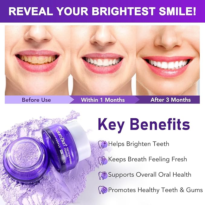Teeth Whitening Powder - Teeth Whitening - Removes Stains - No Sensitivity - Toothpaste Power - Breath Freshener - for C1offee, Tea and Tobacco Stains 15g