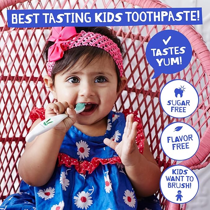 Jack N' Jill Natural Toothpaste for Kids - Fluoride Free Toothpaste, 40% Xylitol, BPA Free - Strawberry & Milkshake, 1.76 oz (2 Pack)