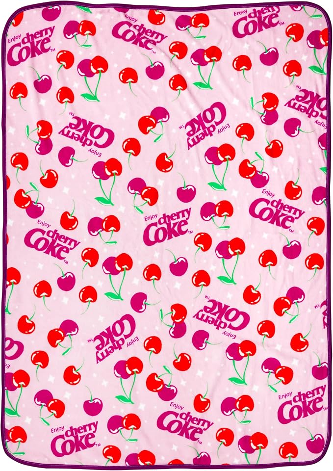 Silver Buffalo Coca-Cola Cherry Coke Logo 45" x 60" Fleece Throw, Soft and Cozy Blanket, 185 GSM