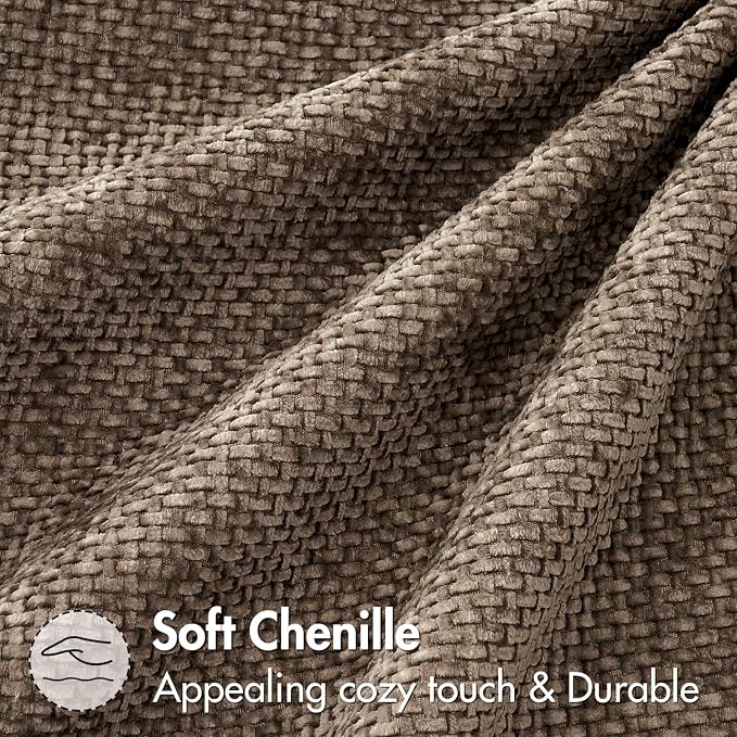 MIULEE Decorative Brown Euro Sham Pillow Covers 24x24 Inch 2 Pack | Modern Boho Accent, Soft Chenille Pillow Covers, Farmhouse Cushion Cases for Home Decor Bed Sofa Living Room