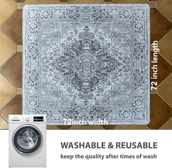 nunubaby 2PACK Washable Pee Pads for Dogs, Stylish, Non-Slip and Leak-Proof Pee Pads. Reusable Potty Pads for Dogs for Crates and Floors.(Gray/Geo,72" x72" )
