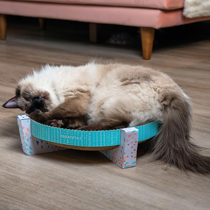Catstages Scratch, Snuggle & Rest 2-in-1 Cat Scratcher & Lounger, 13.4" | Corrugated Scratching Pad & Elevated Bowl-Shaped Lounger, Contours to Cat's Body, Catnip Included, Indoor Cats & Kittens