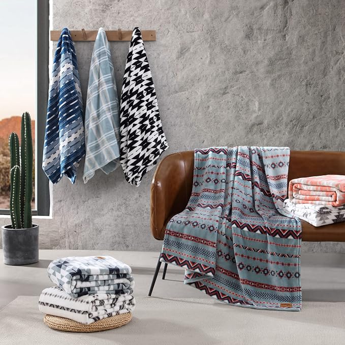 Wrangler - Blanket, Super Soft Plush Bedding, Yellowstone Inspired Throw Blanket for Couch or Bed (Navajo Khaki, 50" x 70")