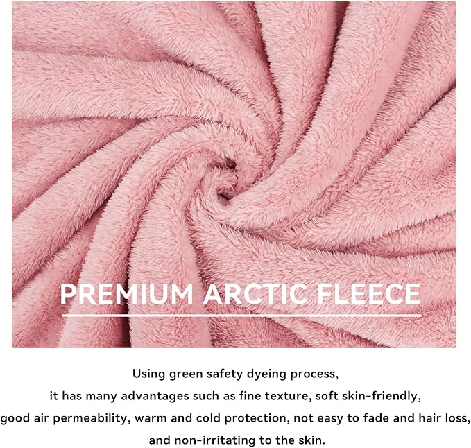Pink Plush Throw Blanket, Soft Flannel Fleece Blanket for Couch Sofa Bed, Elegant Home Decor Blanket, Cozy Warm Throw for Bedroom, Gifts for Women, Birthday Gifts for Wife Mom Girlfriend