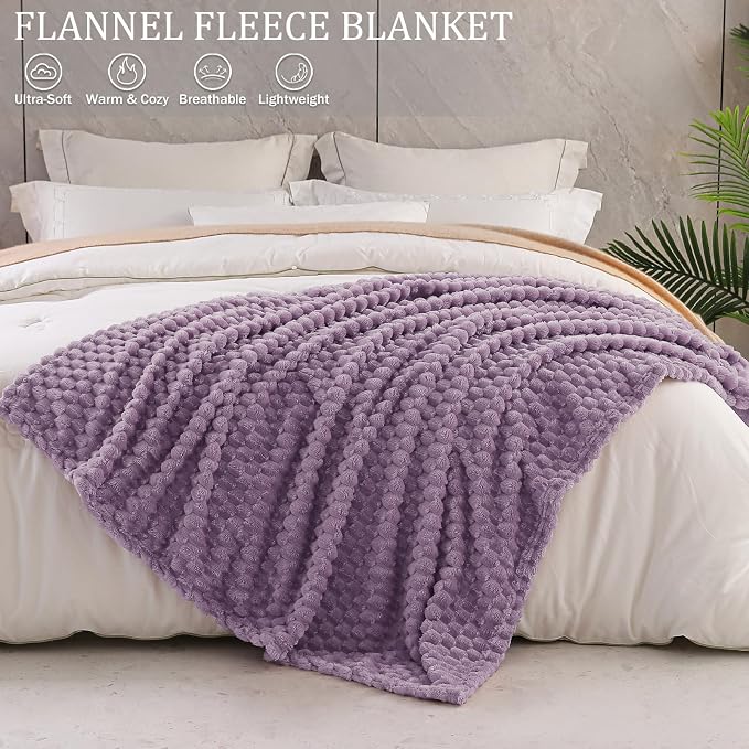 Exclusivo Mezcla 3D Fleece King Size Blanket for Bed, Grayish Purple | Extra Soft Fuzzy Plush Lightweight Bed Blankets, Cozy Fluffy Decorative Blankets for All Seasons, 90x104 Inches