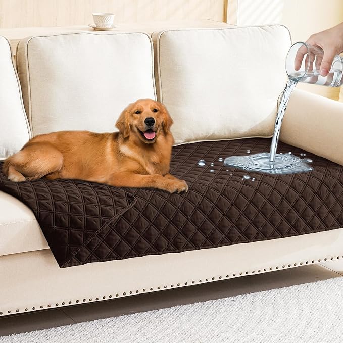 Smiry Waterproof Reversible Pet Couch Covers for Dogs | Pet Friendly, Soft Fabric, Washable Sofa Furniture Protector for Dogs Cat Kids, Checkered (30"x70", Chocolate/Chocolate)
