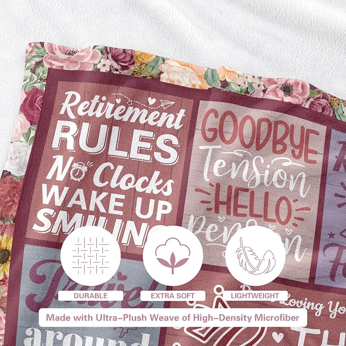 Retirement Gifts for Women 2026, Retirement Blanket 80"x60", Retired Gifts | Pink Retirement Gift for Woman, Happy Farewell Gifts for Coworker, Funny Going Away Throws for Mom, Teacher, Nurse, Female
