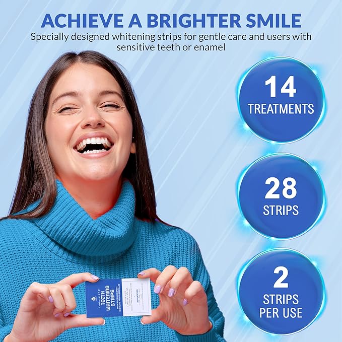 Pursonic Teeth Whitening Strips (28 Strips) - Non-Toxic & Peroxide-Free - Professional Instant Teeth Whitening at Home to Remove Coffee, Smoking, & Wine Stains