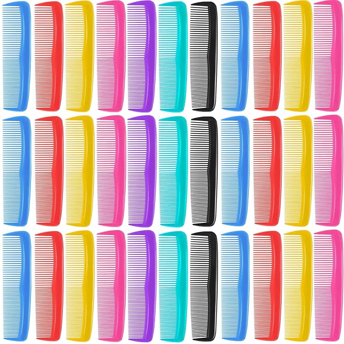 50pcs Hair Combs Bulk, Individually Wrapped, Black Pocket Hair Comb Set Fine Tooth Dressing for Women/Men, Travel, Hotel, Airbnb, Operation Christmas Child Shoeboxes, Homeless, Shelter, Charity