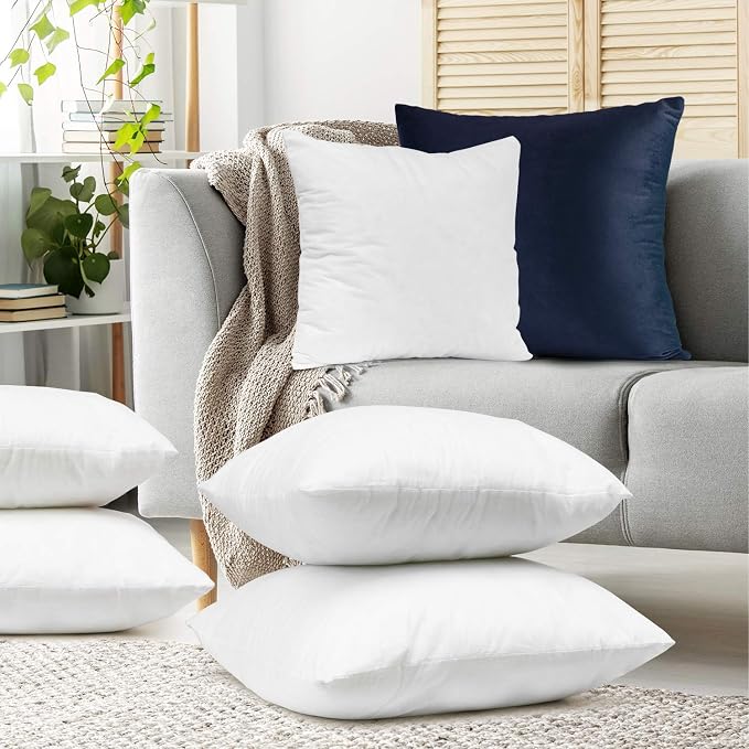 Clara Clark Throw Pillows - Premium Couch Pillow Inserts for Decorative Pillows, 20”x20” - Set of 4
