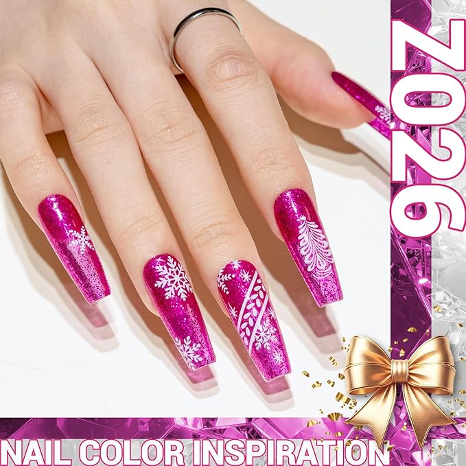 MelodySusie Hot Pink Glitter Gel Nail Polish,0.5fl oz Purple Shiny Soak Off UV LED Hot Pink Sparkle Glitter Gel Polish Gift for Women Nail Art Manicure Salon DIY Nail Design Decoration at Home-z026
