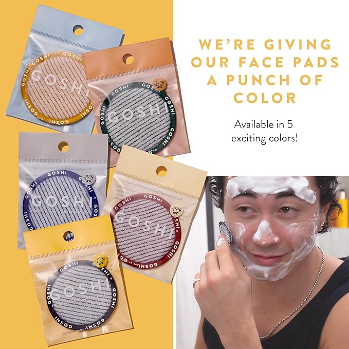 GOSHI Exfoliating Complexion Pads - Reusable, Rapid-Drying, Soft Exfoliating Face Scrubber for All Skin Types - Yellow - Made in Japan