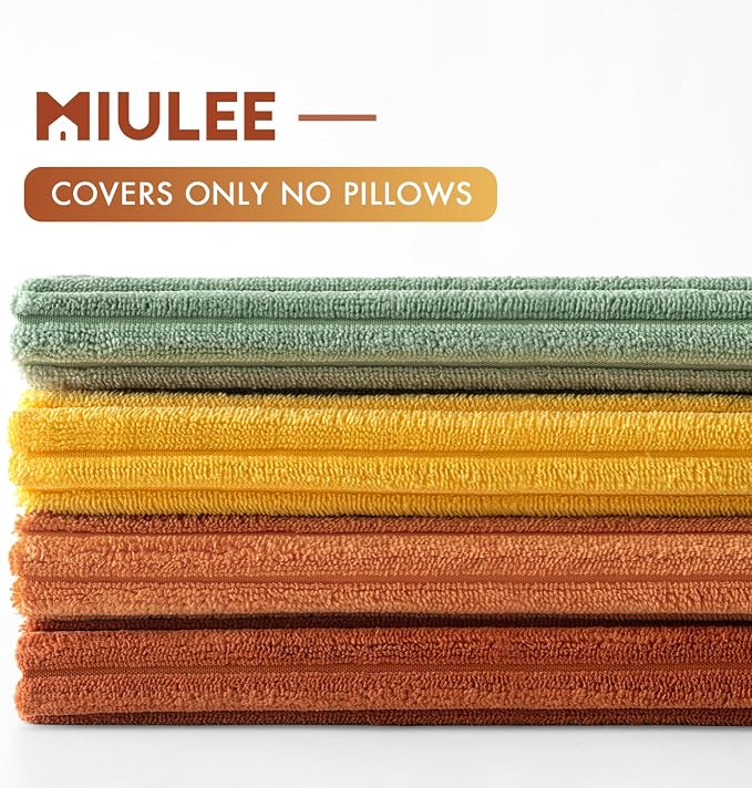 MIULEE Fall Decorative Throw Pillow Covers Yellow Rust Green 18x18 | Set of 4, Vintage Retro Fall Decor, Mix and Match Color Clash Design, Vibrant Cushion Covers for Sofa Couch Bed Living Room