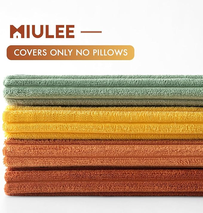 MIULEE Fall Decorative Throw Pillow Covers Yellow Rust Green 16x16 | Set of 4, Vintage Retro Fall Decor, Mix and Match Color Clash Design, Vibrant Cushion Covers for Sofa Couch Bed Living Room